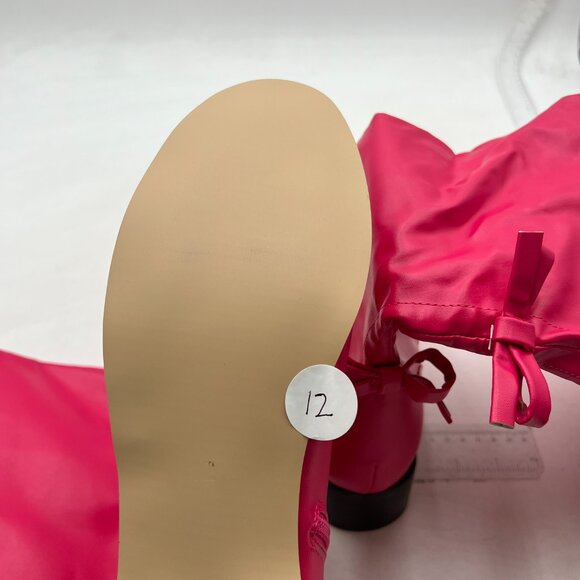 XYD Women Over The Knee Thigh High Riding Boots Chunky Heel Round Toe Pink Shoes - Picture 6 of 8